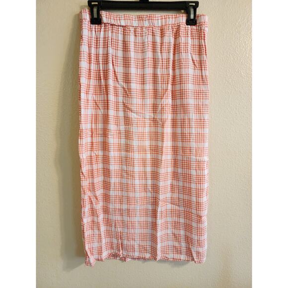 Stitch & Pine White and Orange Light Spring Midi Skirt  with Slit Size M - Picture 5 of 6